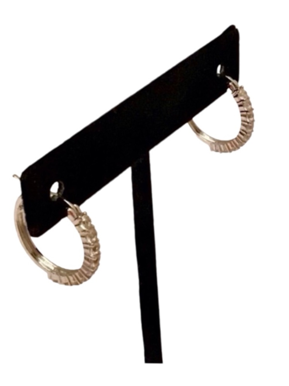 Sterling Silver (925) Lab Created White Sapphire Hoop Earrings (NWT) - Picture 6 of 7